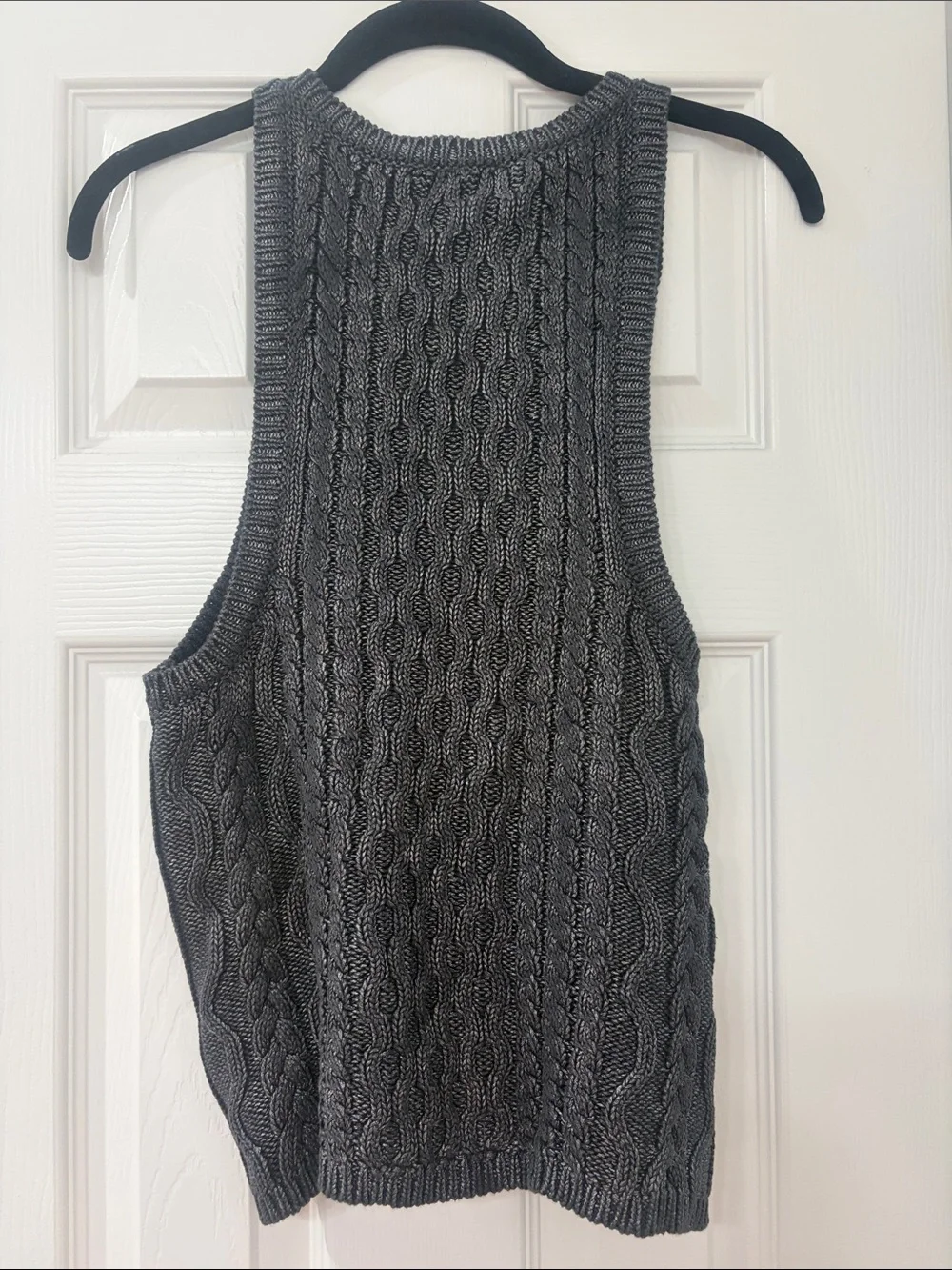Free People Charcoal Gray Cable Knit Scoop Tank